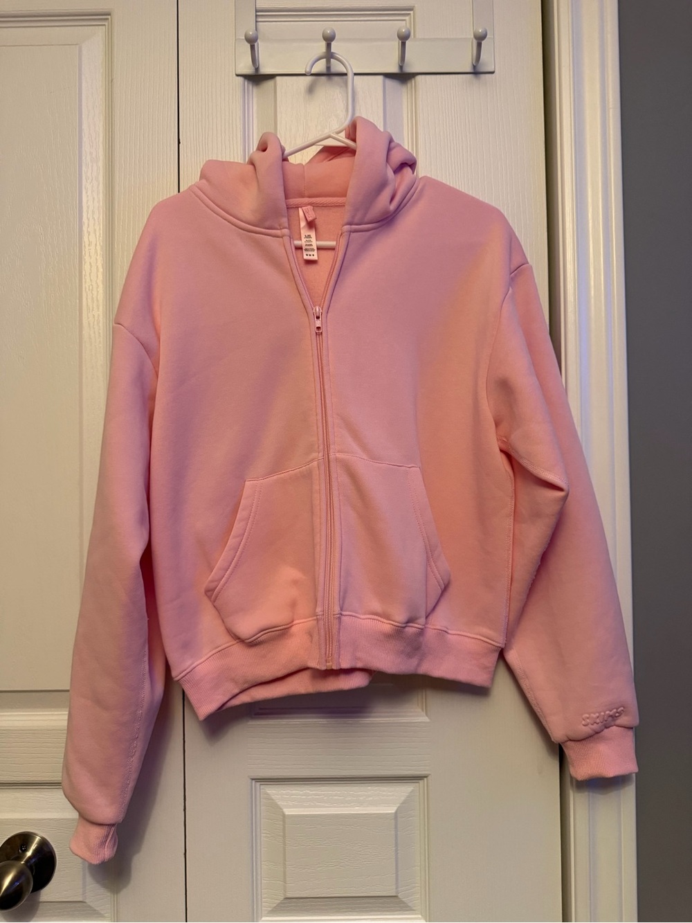 SKIMS Pink Zip-Up Hoodie and Sweat pants